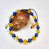 Pulsera artesanal de ámbar miel con lapislazuli